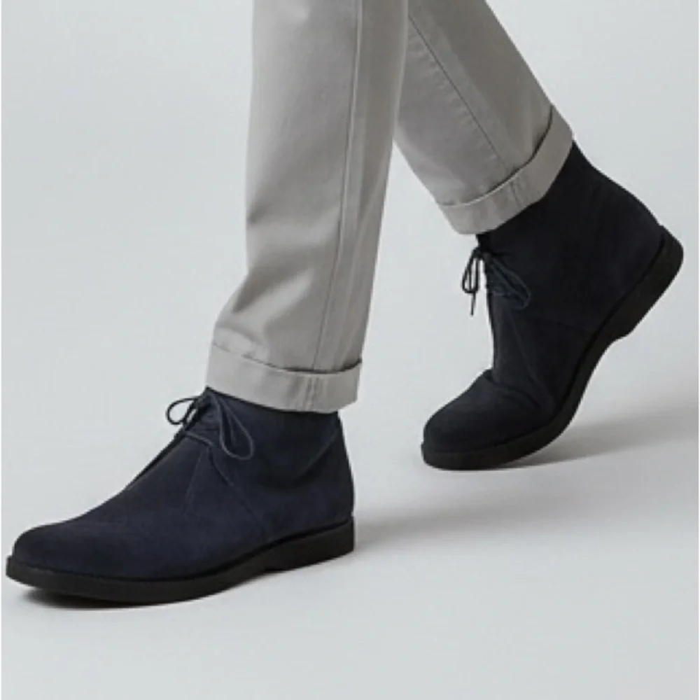 Cesare Paciotti Navy Blue Suede Lace-Up Chelsea Ankle Boots Size EU 40 US 7